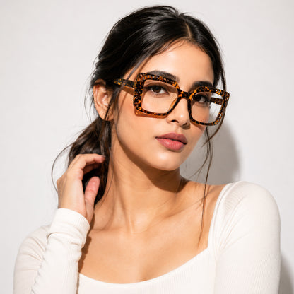 PERKEY Square Full Rim Blue Cut Light Glasses for Women - OPTL0020-C2