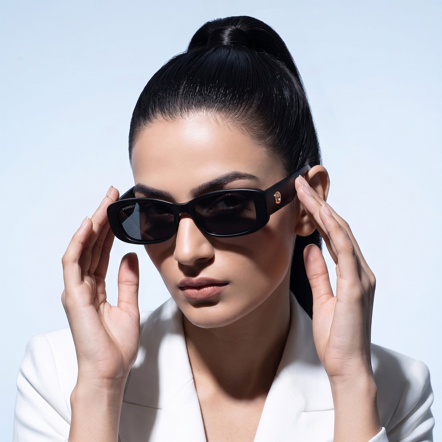 PERKEY Rectangle Black UV Protected Polarized Sunglasses Men & Women - PRKY006-C1