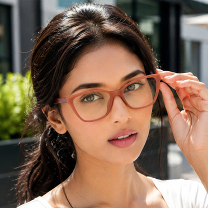 PERKEY Full Rim Soft Cat Eye Pink Spectacle Frame For Women - OPTL0021-C3