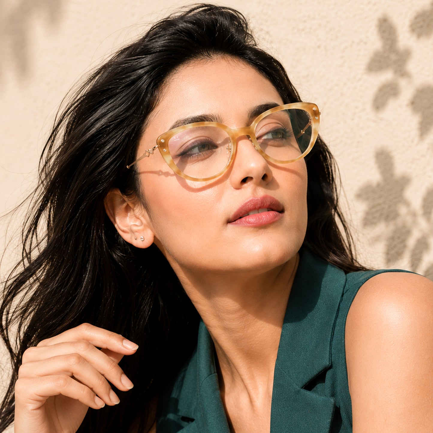 PERKEY Soft Cat Eye Biege Brown Fusion Eyeglass Frame For Women - OPTL0026-C4