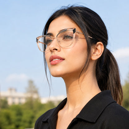 PERKEY Full Rim Cat Eye Blue Light Cut & Antiglare Computer Eyeglasses For Women | Stylish | - OPTL0018-C2