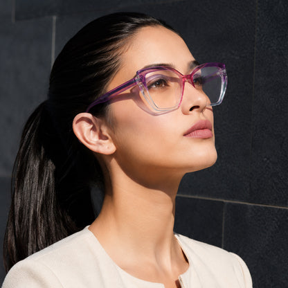 PERKEY Full Rim Square-Cat Eye Blue Light Blocking glasses Spectacles Frames Women - OPTL0011-C3
