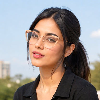 PERKEY Full Rim Cat Eye Blue Light Cut & Antiglare Computer Eyeglasses For Women | Stylish | - OPTL0018-C3