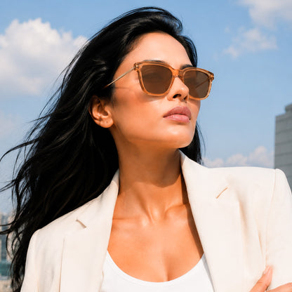 PERKEY Square-Oversized Brown UV Protected  Sunglasses For Men & Women - PRKY0013-C4