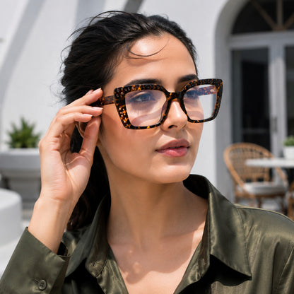 PERKEY Square Full Rim Blue Cut Light Glasses for Women - OPTL0020-C2