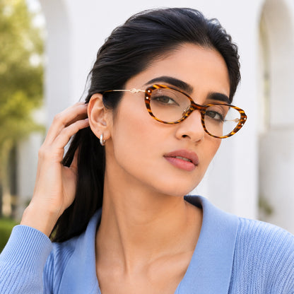 PERKEY Full Rim Oval Glossy Small Spectacles For Women - OPTL0025-C3