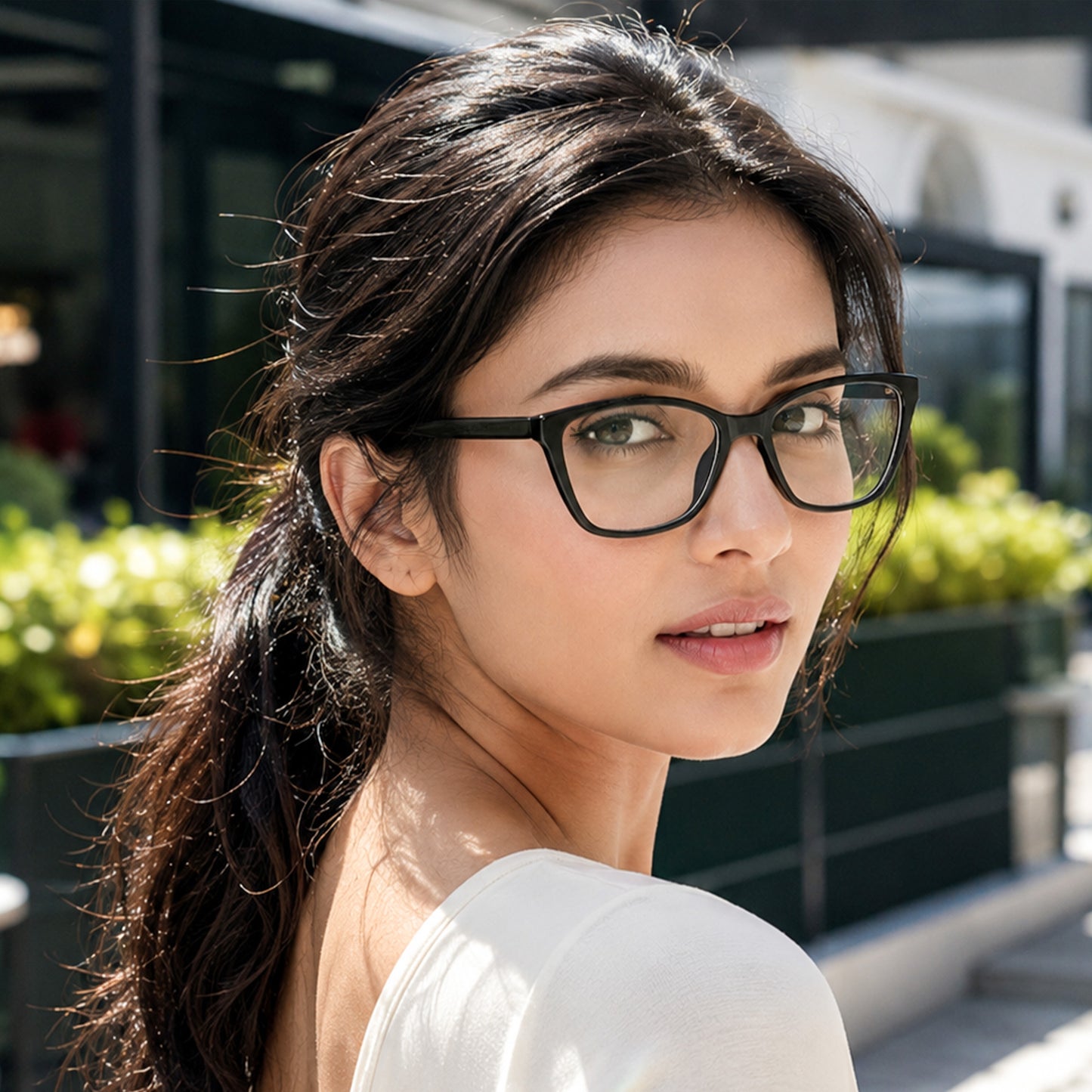 PERKEY Soft Cat Eye Full Rim Black Eyeglass Frame For Women - OPTL0021-C1