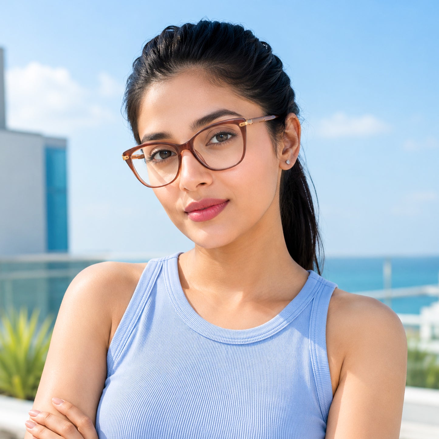Perkey Square Cat Eye Protection Anti Glare Computer Glasses For Women – OPTL0027-C3