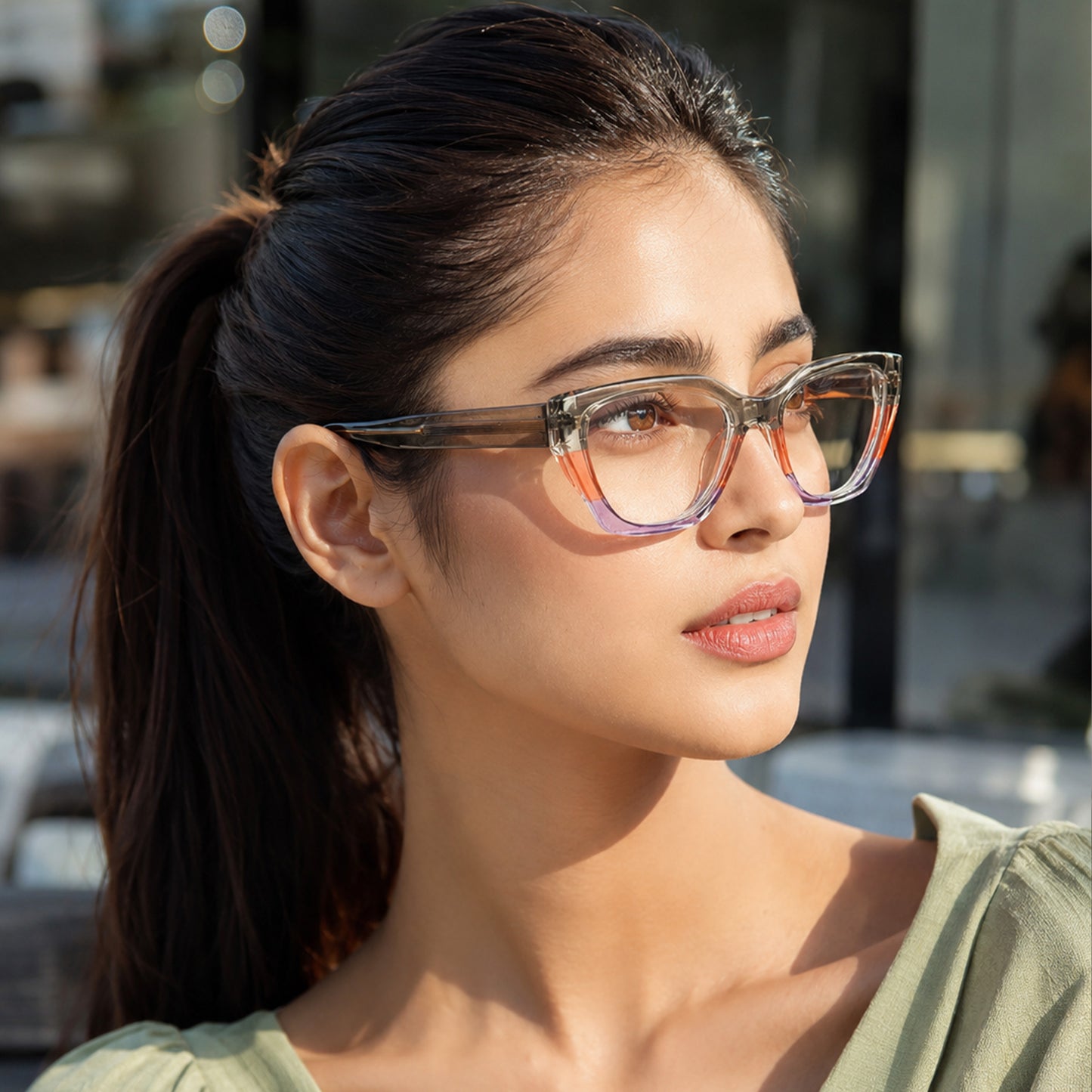 PERKEY Full Rim Cat Eye Blue Light Cut & Antiglare Computer Eyeglasses For Women | Bold Style | - OPTL0017-C1