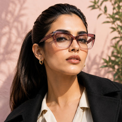 PERKEY Full Rim Retro Square Blue Light Cut & Antiglare Computer Eyeglasses For Women | Bold Style | - OPTL0016-C3