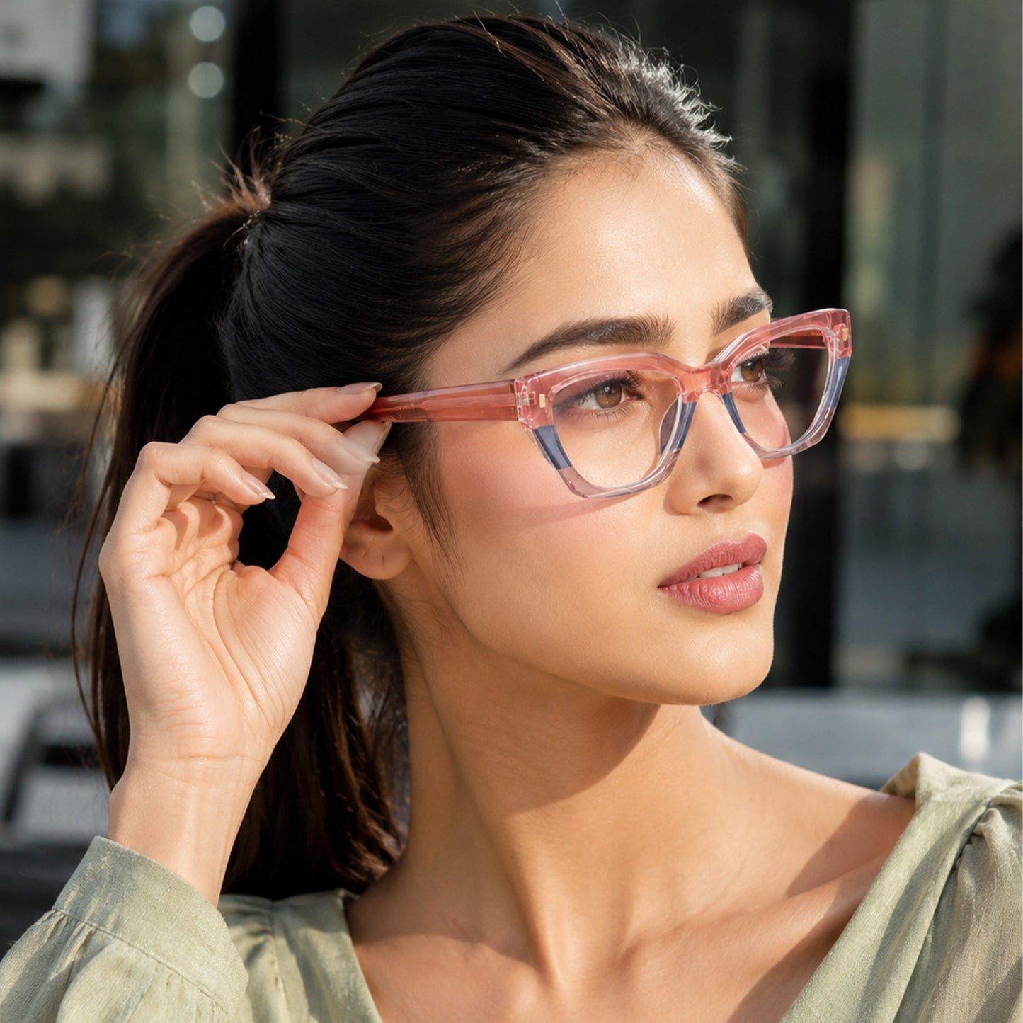 PERKEY Full Rim Cat Eye Blue Light Cut & Antiglare Computer Eyeglasses For Women | Bold Style | - OPTL0017-C2