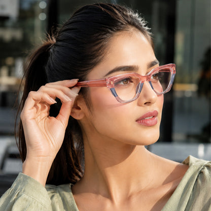 PERKEY Full Rim Cat Eye Blue Light Cut & Antiglare Computer Eyeglasses For Women | Bold Style | - OPTL0017-C2