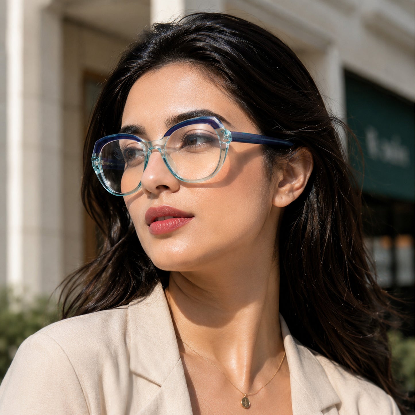 PERKEY Full Rim Oval Blue Light Blocking glasses Spectacles Frames Women - OPTL004-C3