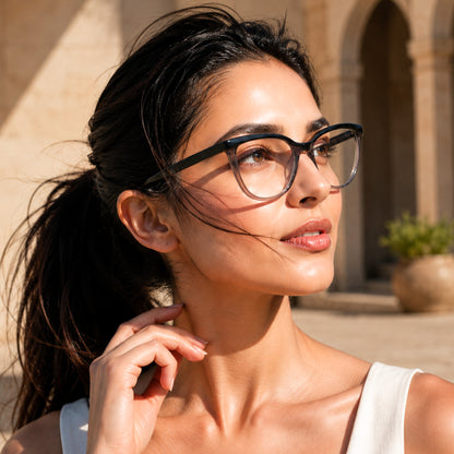 PERKEY Full Rim Oversized-Cat Eye Spectacle Frames For Women - OPTL006-C1