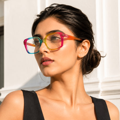 PERKEY Full Rim Square-Oversized Blue Light Blocking Frames Men Women - OPTL007-C3