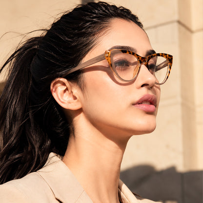 PERKEY Full Rim Cat Eye Blue Cut Frames For Women - OPTL0010-C2
