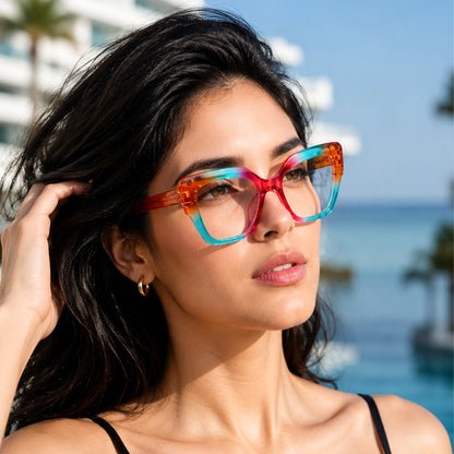 PERKEY Full Rim Cat Eye-Oversized Blue Light Blocking glasses Spectacles Frames Women - OPTL001-C3