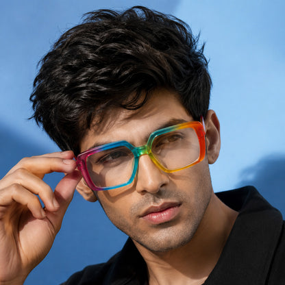 PERKEY Full Rim Square-Oversized Blue Light Blocking Frames Men Women - OPTL007-C3