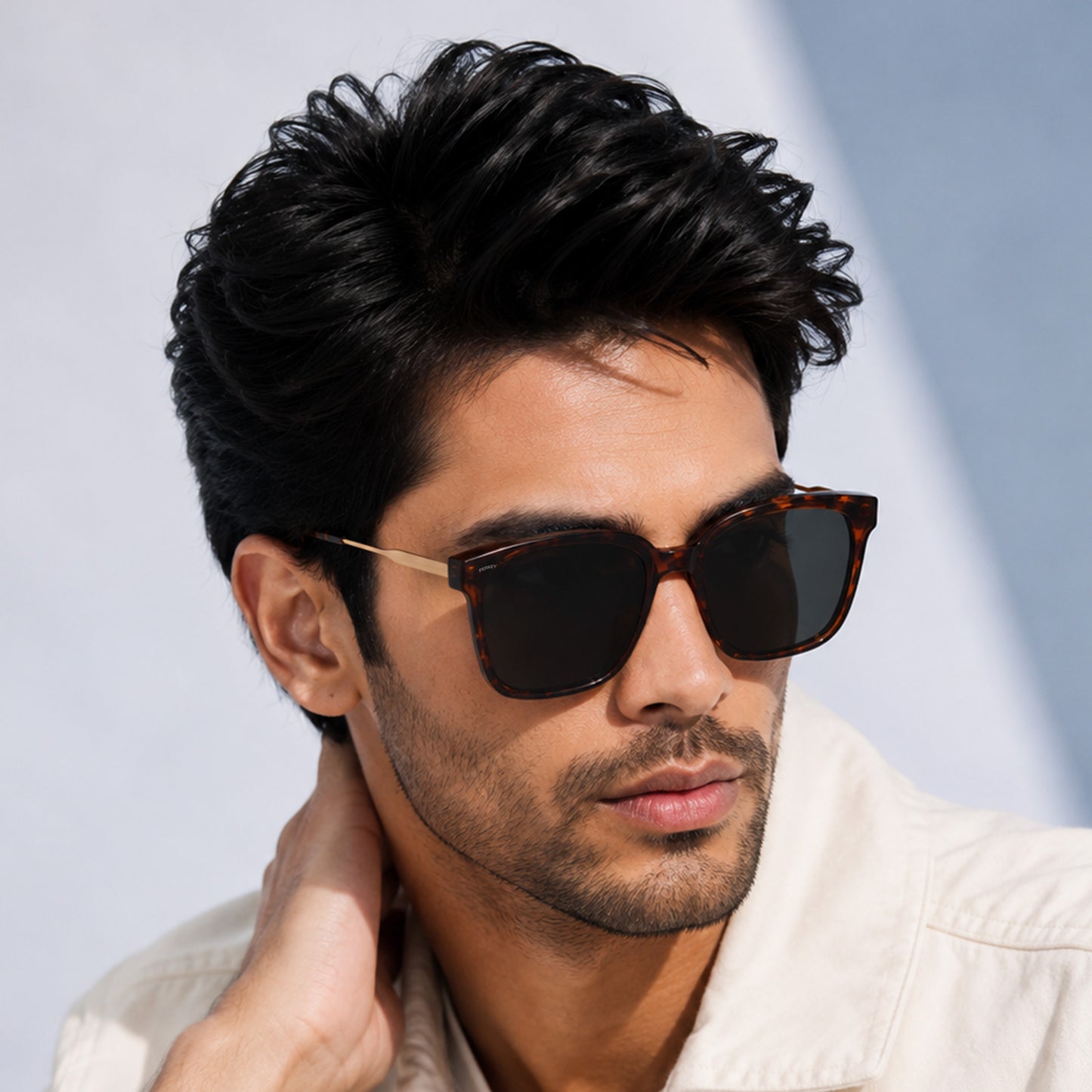 PERKEY Square-Oversized Black UV Protected Chasma Shades Men Women - PRKY0013-C3