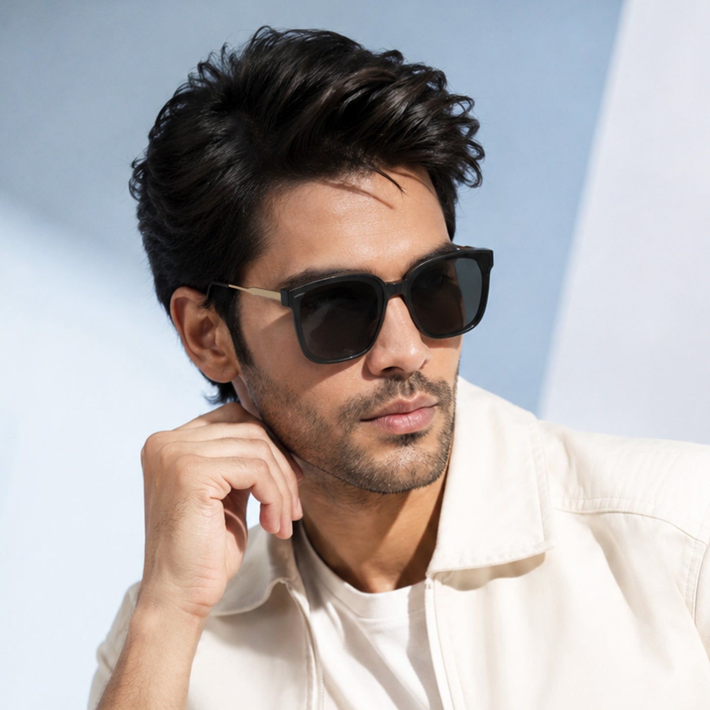 PERKEY Square-Oversized Black UV Protected Sunglasses Men Women - PRKY0013-C1