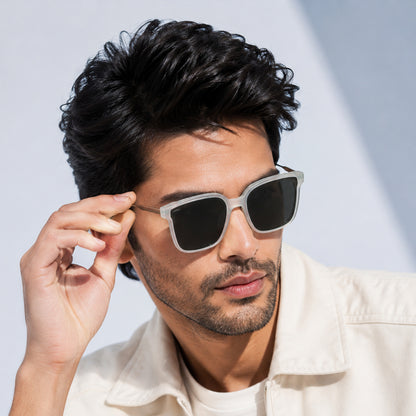 PERKEY Square-Oversized Black UV Protected Stylish Goggles Men Women - PRKY0013-C2