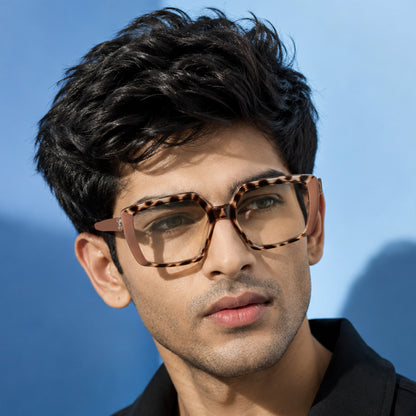 PERKEY Full Rim Square-Oversized  Blue Cut Spectacles Frames Men Women - OPTL007-C2