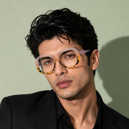 PERKEY Full Rim Oval-Oversized Blue Light Blocking glasses Spectacles Frames Men Women - OPTL0013-C3
