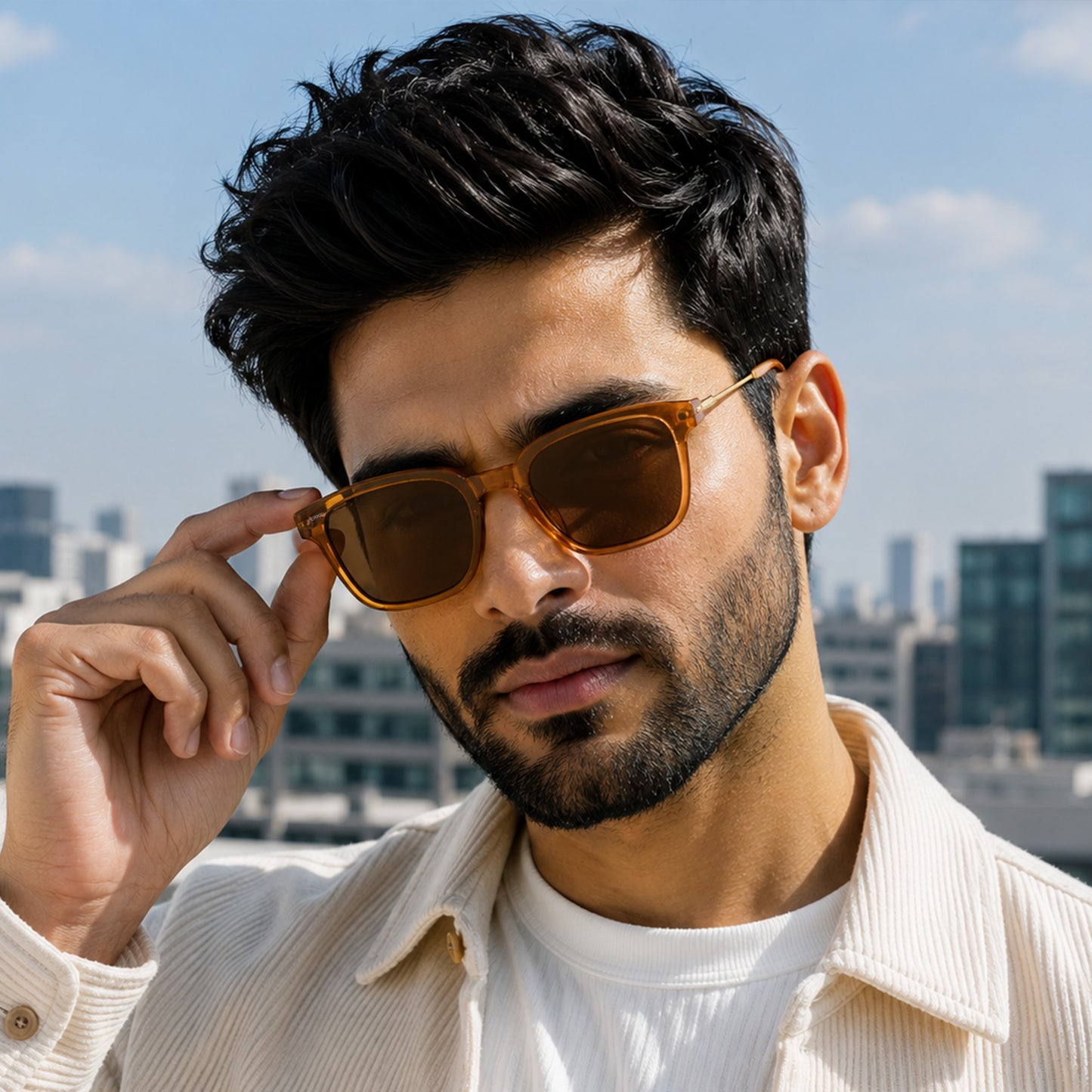 PERKEY Square-Oversized Brown UV Protected  Sunglasses For Men & Women - PRKY0013-C4