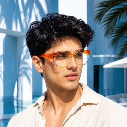 PERKEY Full Rim Cat Eye-Oversized Transparent Computer Blue Cut Spectacles Frames Men Women - OPTL0012-C5