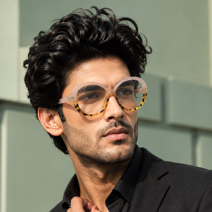 PERKEY Full Rim Oval-Oversized Blue Light Blocking glasses Spectacles Frames Men Women - OPTL0013-C3