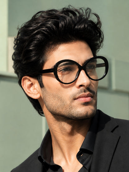 PERKEY Full Rim Oval-Oversized Computer Glasses For Eye Protection Spectacles Frames Men Women - OPTL0013-C1