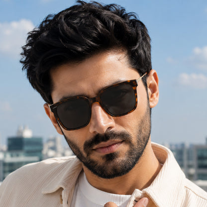 PERKEY Square-Oversized Black UV Protected Chasma Shades Men Women - PRKY0013-C3