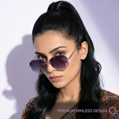 PERKEY UV Protected Stylish Rimless Sunglasses For Women - PRKY0015-C1