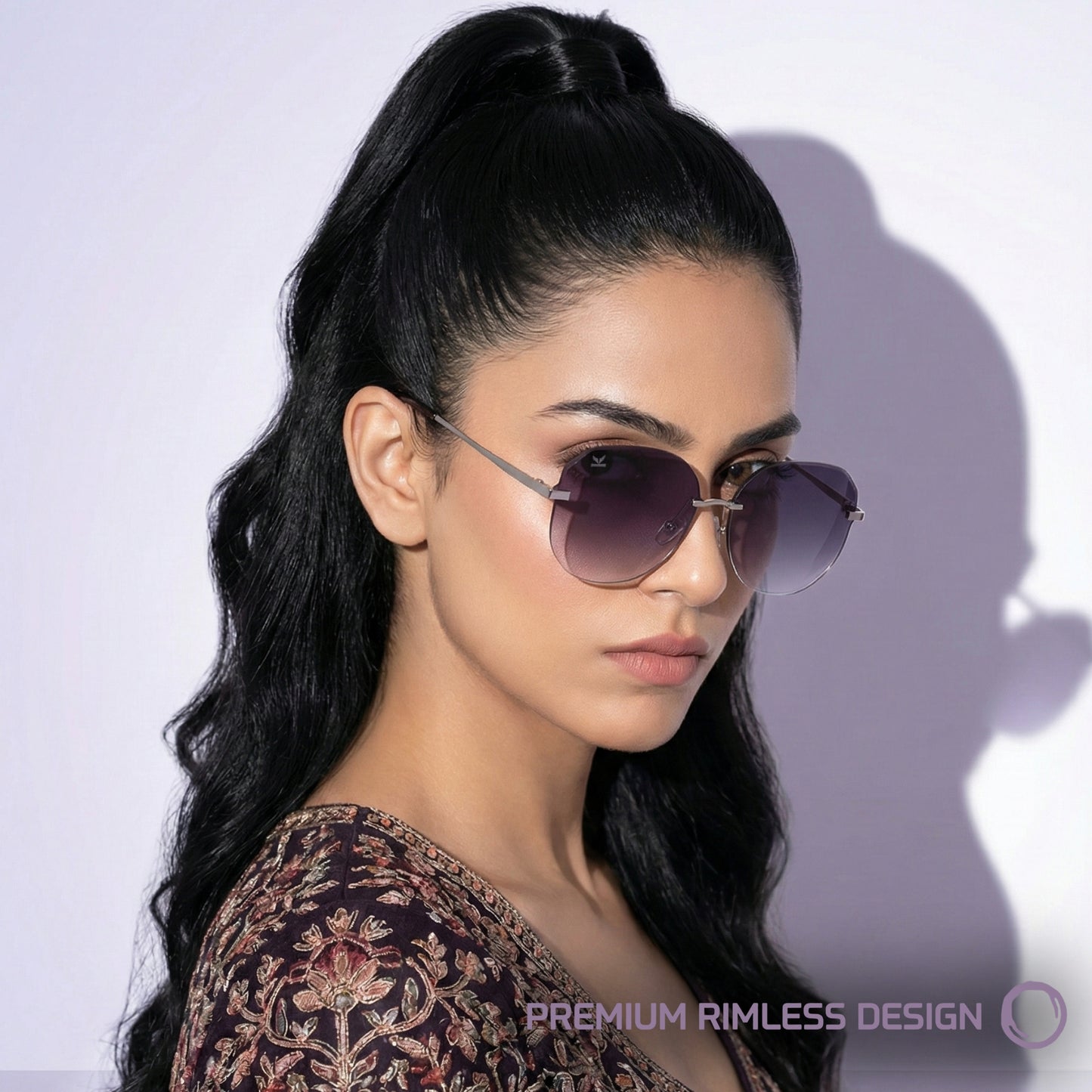 PERKEY UV Protected Stylish Rimless Sunglasses For Women - PRKY0015-C1