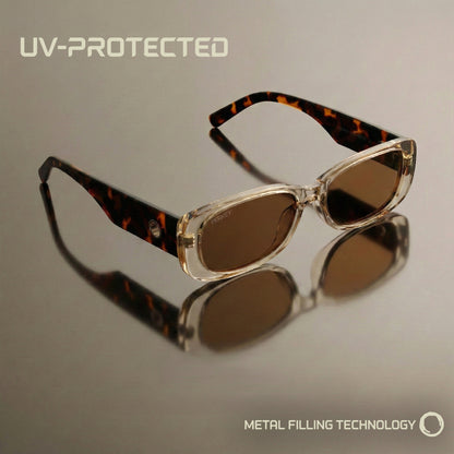 PERKEY Rectangle Biege UV Protected Polarized Sunglasses Men Women - PRKY006-C2