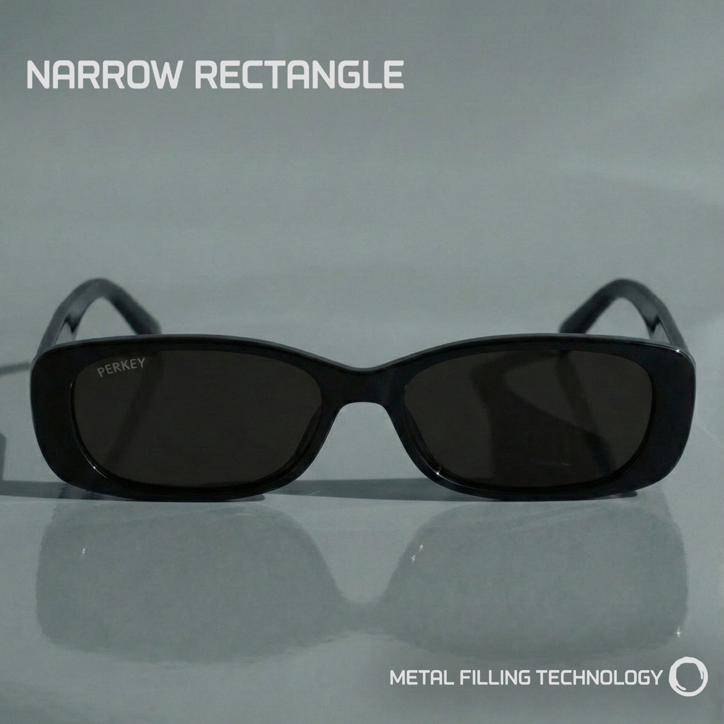 PERKEY Rectangle Black UV Protected Polarized Sunglasses Men & Women - PRKY006-C1