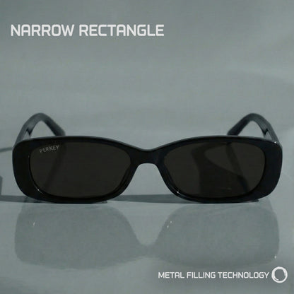 PERKEY Rectangle Black UV Protected Polarized Sunglasses Men & Women - PRKY006-C1