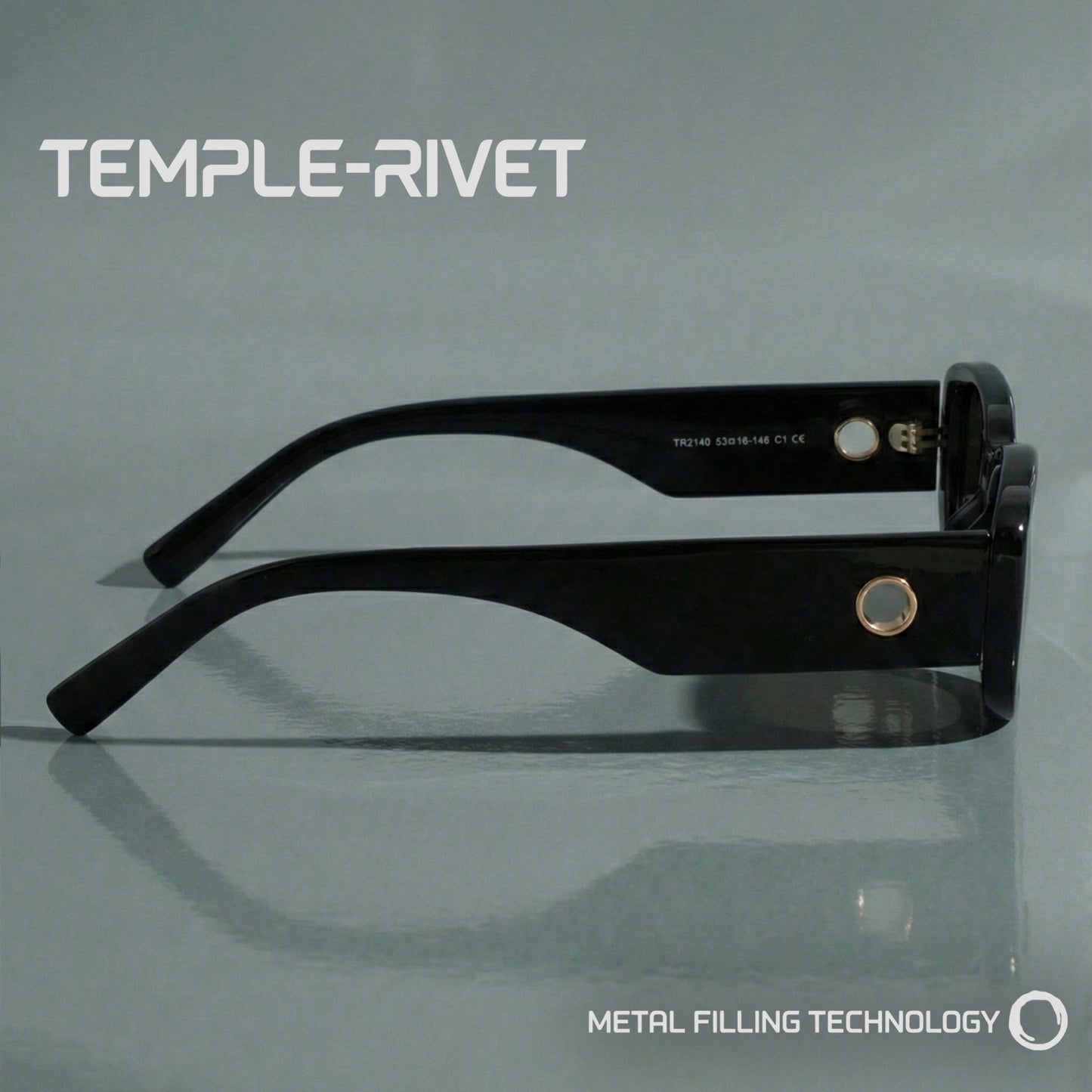 PERKEY Rectangle Black UV Protected Polarized Sunglasses Men & Women - PRKY006-C1