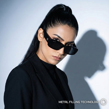 PERKEY Rectangle Black UV Protected Polarized Sunglasses Men & Women - PRKY006-C1