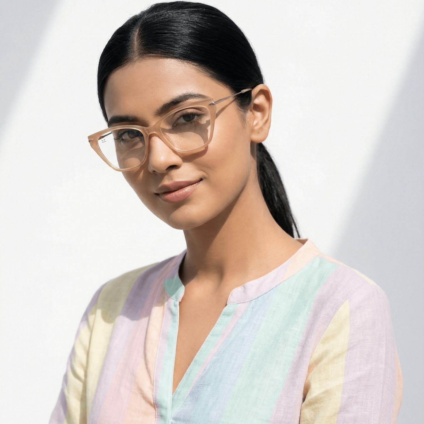 PERKEY Soft Cat Eye Full Rim Glossy Pink Spectacle Frame For Women - OPTL0023-C3