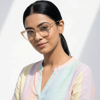 PERKEY Soft Cat Eye Full Rim Glossy Pink Spectacle Frame For Women - OPTL0023-C3