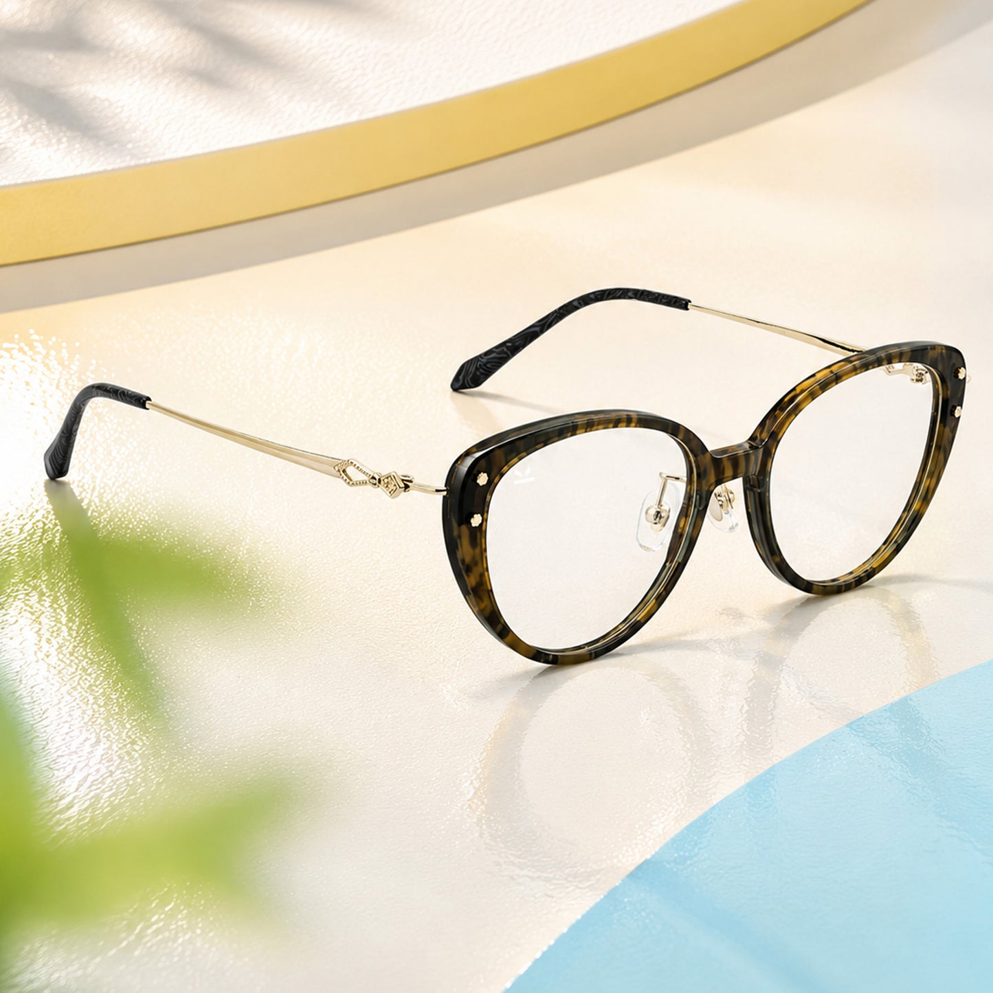 PERKEY Full Rim Soft Cat Eye Tortoise Print Eyeglass Frame For Women - OPTL0026-C3