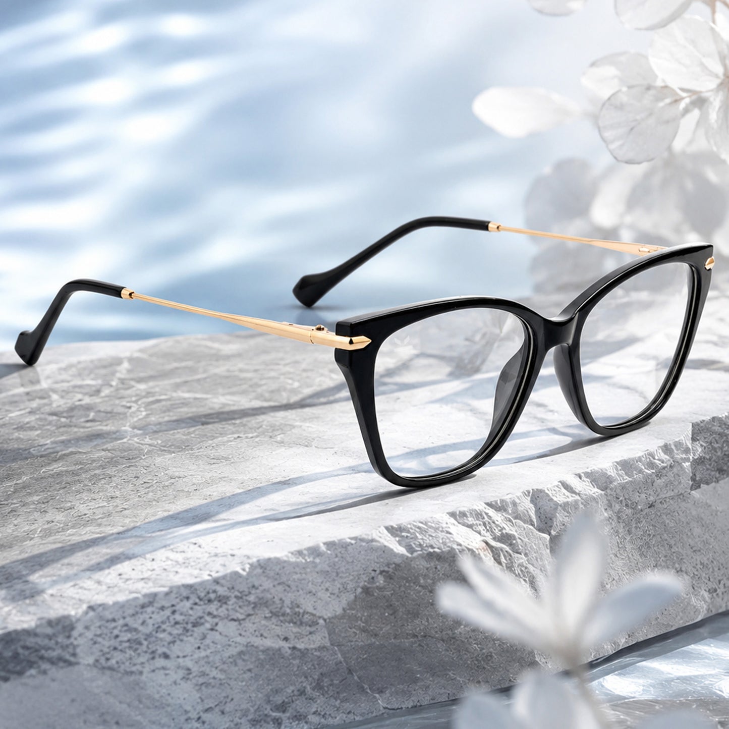 PERKEY Cat Eye Black Glossy Spectacle Frames For Women - OPTL0023-C1