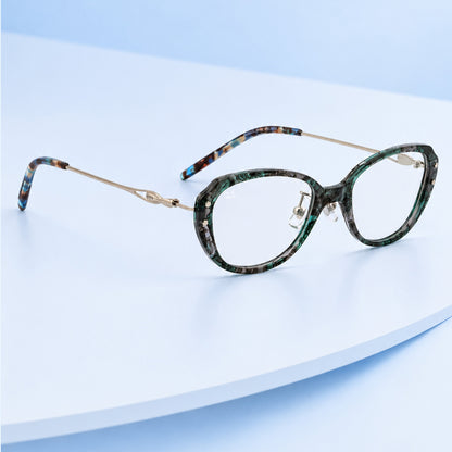 PERKEY Small Fit Oval Green Fusion Eyeglass Frames For Women - OPTL0025-C4
