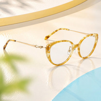 PERKEY Soft Cat Eye Biege Brown Fusion Eyeglass Frame For Women - OPTL0026-C4