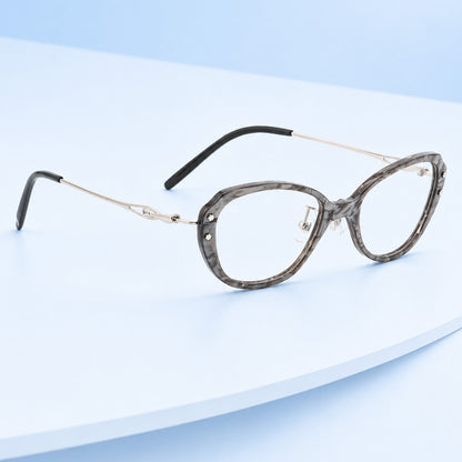 PERKEY Small Full Rim Oval Stone Grey Eyeglass Frame For Women- OPTL0025-C2