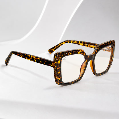 PERKEY Square Full Rim Blue Cut Light Glasses for Women - OPTL0020-C2