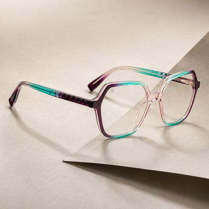 PERKEY Square Full Rim Blue Cut Light Glasses for Women - OPTL0019-C2