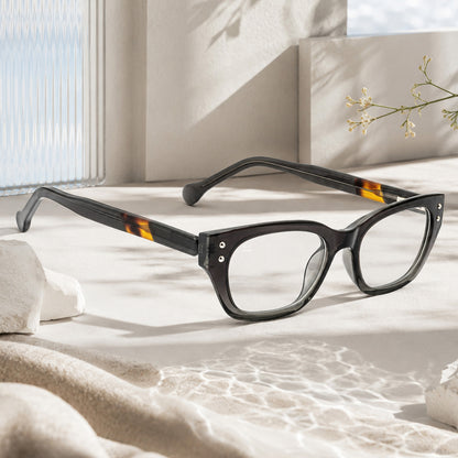 PERKEY Full Rim Soft Square Black Spectacle Frame For Women - OPTL0022-C1