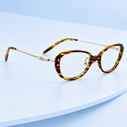 PERKEY Full Rim Oval Glossy Small Spectacles For Women - OPTL0025-C3